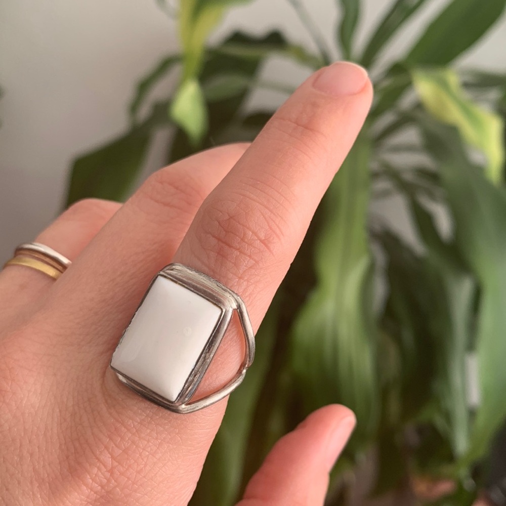 Silver Ring with white stone